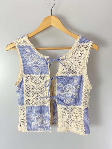 商品画像：2way Embroidery Vest/コットン/BLU/ストライプ/21251315709// 2