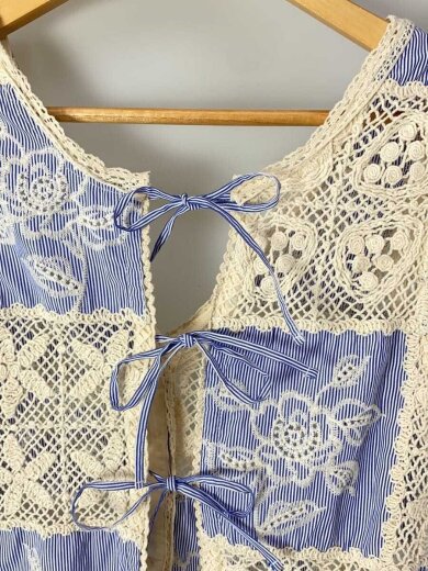 商品画像：2way Embroidery Vest/コットン/BLU/ストライプ/21251315709// 8