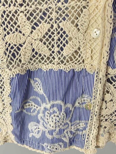 商品画像：2way Embroidery Vest/コットン/BLU/ストライプ/21251315709// 9
