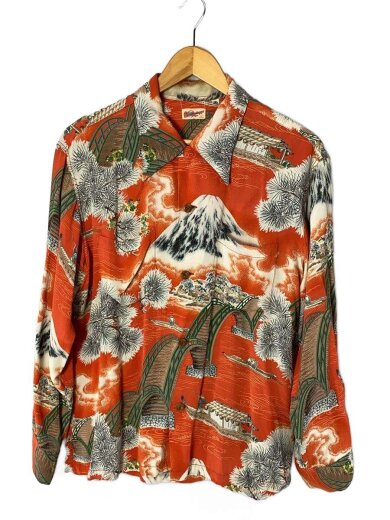 商品画像：橋/富士山/松/和柄/船/長袖シャツ/S/レーヨン/ORN/総柄/ss21577// 1