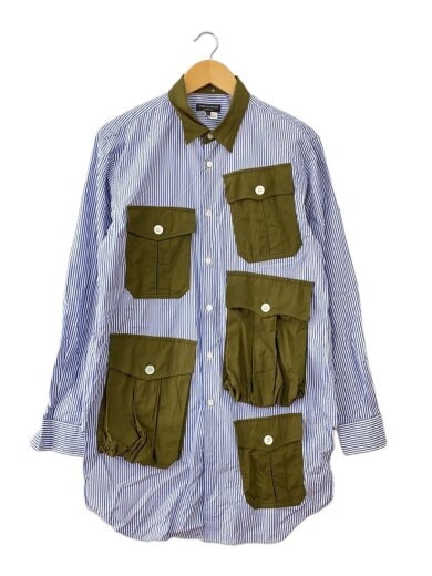 商品画像：25AW//長袖シャツ/S/コットン/BLU/ストライプ/PP-B003// 1