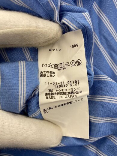 商品画像：長袖シャツ/36/コットン/BLU/ストライプ/12-01-31-01102 5