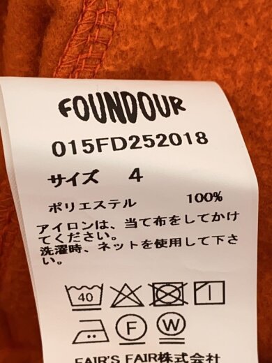 商品画像：FOUNDOUR/FLEECE ZIP BLOUSON/4/ポリエステル/ORN/無地/015FD252018 4