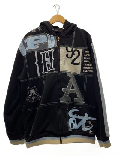 商品画像：ジップパーカー/L/コットン/BLK/無地 1