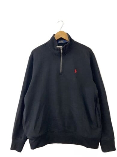 商品画像：ハーフジッフ/スウェット/L/コットン/BLK/無地// 1