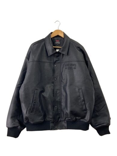 商品画像：レザージャケット/XL/フェイクレザー/BLK/無地/fam-42305// 1