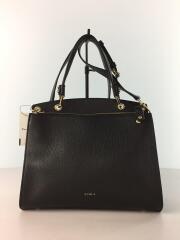 Adele Large TOP Handle/ショルダーバッグ/レザー/BLK/無地//2WAY ハンドバッグ