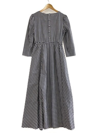 商品画像：ギンガムマキシワンピース/長袖ワンピース/M/コットン/NVY/ギンガムCK/6S505 2