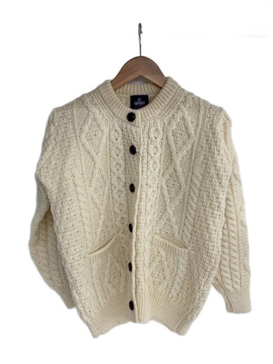 商品画像：カーディガン(厚手)/L/ウール/CRM/無地 1