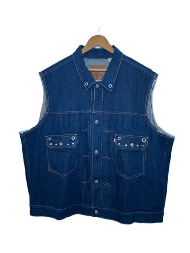 商品画像：ハトメ1か所欠損/2ND/Gジャンリメイクベスト/3L/デニム/IDG/0022T-0000 1