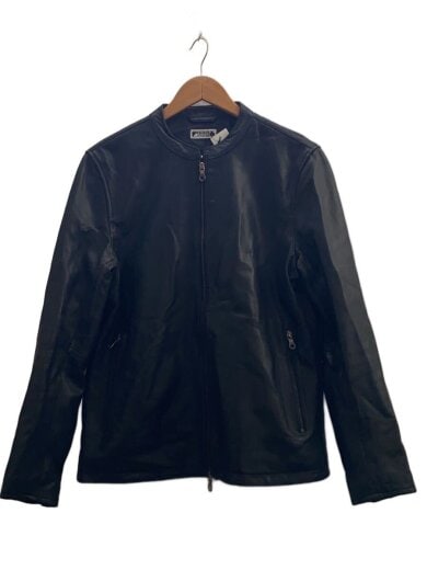 商品画像：袖口スレ有/シングルライダースジャケット/L/レザー/BLK/FOM21SS005// 1