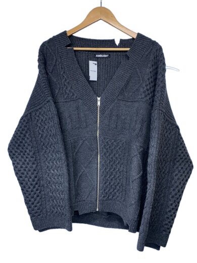 商品画像：CABLE ZIP KNIT CARDIGAN/カーディガン(厚手)/L/ウール/GRY/12116029// 1