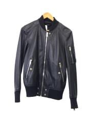 レザージャケット・ブルゾン/XS/ウール/BLK/無地/L-ABBOTT