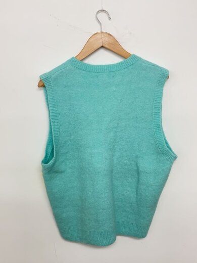 商品画像：ニットベスト(薄手)/S/アクリル/BLU/無地 2