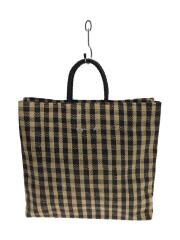 ラフィアトートバッグ/--/BLK/チェック