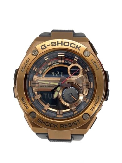 商品画像：クォーツ腕時計/アナログ/ラバー/GLD/BLK/GST-210B 1