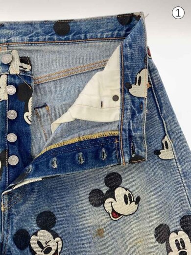 商品画像：501/ミッキーマウス/釦裏3269/デニムパンツ/34/コットン/IDG/総柄 3