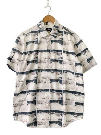 商品画像：90s/OLD stussy/半袖シャツ/M/コットン/WHT/フォト柄 1