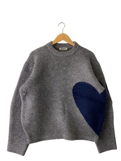 商品画像：ハートクルーネックニット/O/ポリエステル/GRY/NKNIT23AW-N36// 1