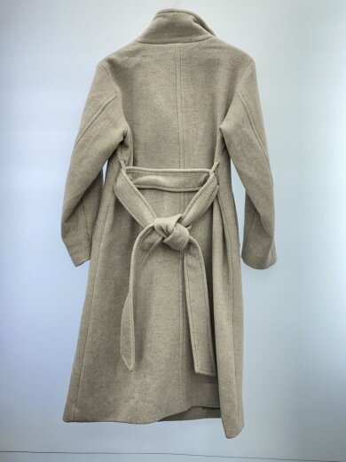 商品画像：ウールブレンドカルゼファネルネックコート/S/ポリエステル/BEG/12-2409005 2