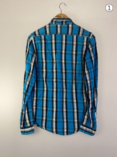 商品画像：長袖シャツ/M/コットン/BLU/チェック 2