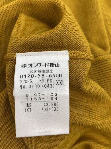 商品画像：カーディガン(薄手)/XXL/ウール/YLW/無地/437980 4
