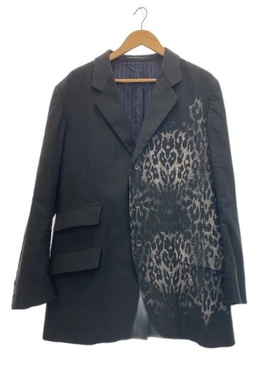 商品画像：ヒョウ抜染別珍裏JKT/3/コットン/BLK/HE-J53-035// 1