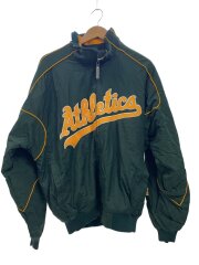 MLB/オークランドアスレチックス/スタジャン/L/ナイロン/GRN/無地