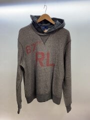 後付けパーカー/L/コットン/GRY/プリント/90s