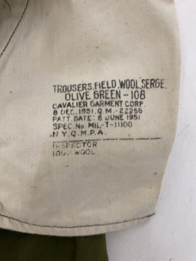商品画像：カーゴパンツ/S/ウール/GRN/無地/TROUSERS FIELD/55-T-35650-75 6
