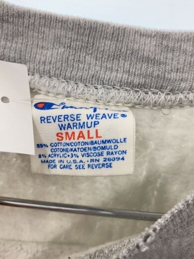 商品画像：スウェット/S/コットン/GRY/リバースウィーブ/CARLETON COLLEGE/ホツレ/トリコタグ/80s 4