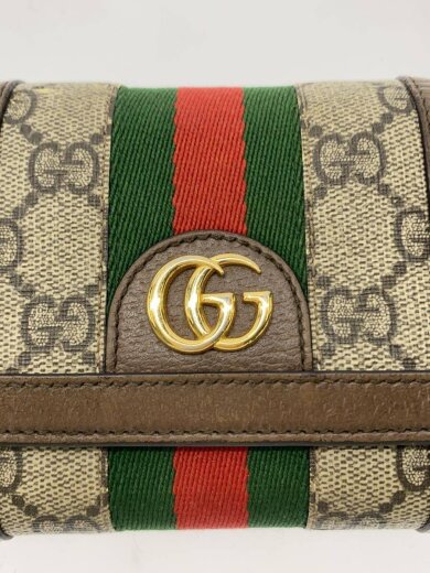 商品画像：GG/シェリーライン/2つ折り財布/レザー/BEG/総柄/レディース/角スレ/使用感有 3