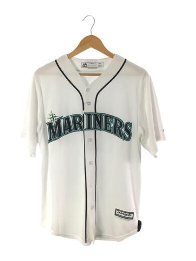 画像：Majesticシアトルマリナーズ/ベースボールシャツ/ユニフォーム/M/ホワイト/白/ロゴ/プリント/無地1