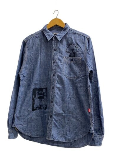 商品画像：シャンブレーシャツ/長袖シャツ/L/コットン/ブルー 1