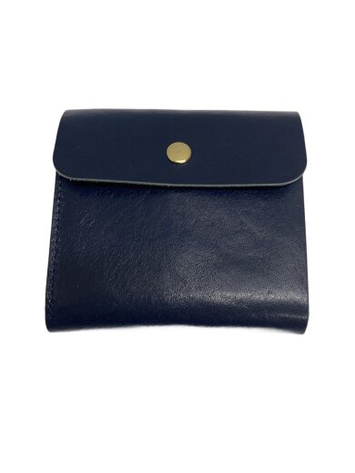 商品画像：3つ折り財布/レザー/ネイビー/無地/レディース 1