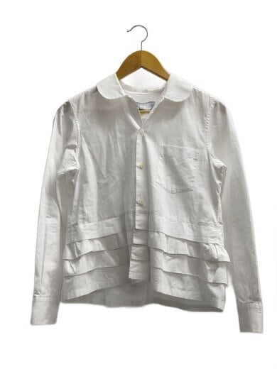 商品画像：長袖ブラウス/S/コットン/ホワイト/無地/TD-B032 1