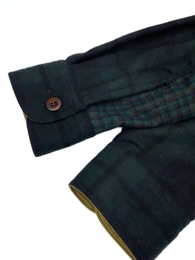 商品画像：長袖シャツ/S/ウール/グリーン/チェック/WJ-B028 5