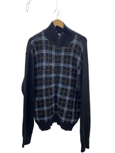 商品画像：ニット・セーター(厚手)/L/ウール/ブラック/チェック 1