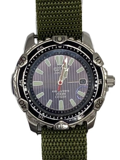商品画像：ECO-DRIVE/ソーラー腕時計/アナログ/ナイロン/BLK/KHK/7872-L15421// 1
