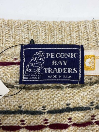 商品画像：PECONIC BAY TRADERS/ニット・セーター/L/コットン/ベージュ/総柄/MADE IN USA// 3