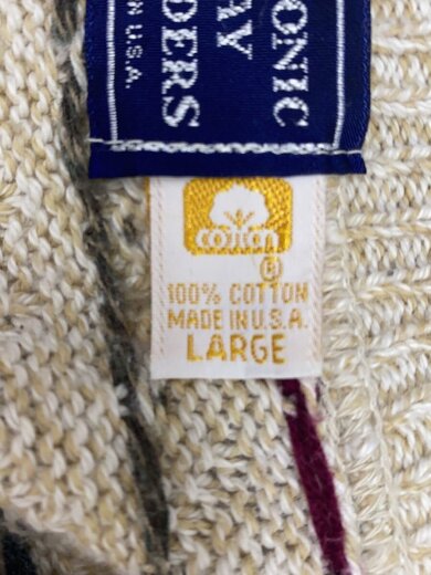 商品画像：PECONIC BAY TRADERS/ニット・セーター/L/コットン/ベージュ/総柄/MADE IN USA// 4