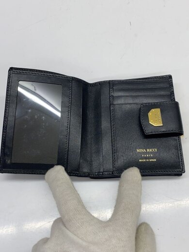 商品画像：2つ折り財布/レザー/ブラック/レディース// 4