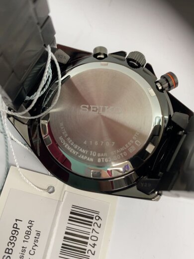 画像：SEIKOクロノグラフ/クォーツ腕時計/アナログ/ステンレス/BLK/BLK/8T63-00T03