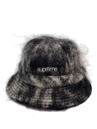 商品画像：25SS/Mohaid Plaid Bell Hat/ハット/モヘア/BLK/メンズ 1