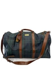 ボストンバッグ/レザー/GRN/チェック/シミ汚れ有