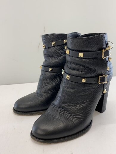 商品画像：ロックスタッズアンクルブーツ/ショートブーツ/37/BLK/レザー 2