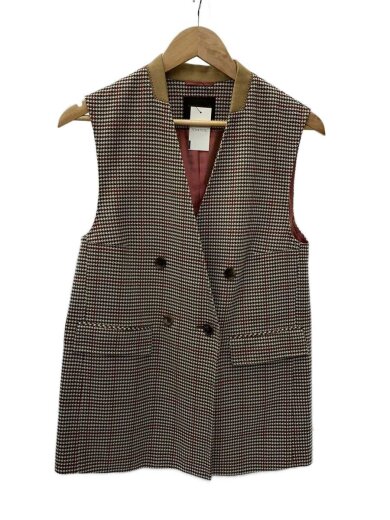 商品画像：ベスト/36/ポリエステル/BRW/千鳥格子/13-07-14-07702 1