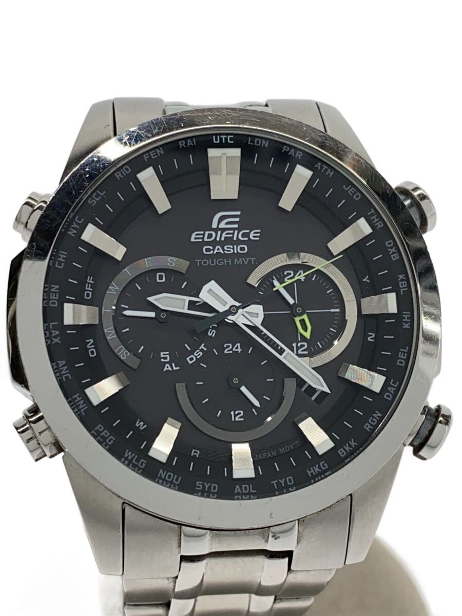 CASIO / ソーラー腕時計・EDIFICE/アナログ/ステンレス/BLK/SLV