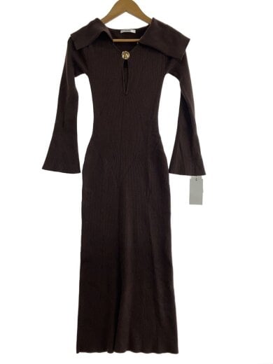 商品画像：25AW/Sustainable/デザインフロントニットワンピー/FREE/ナイロン/BRW/SWNO254189 1