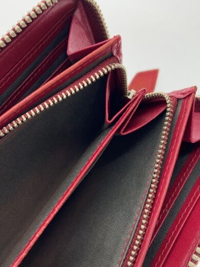 商品画像：スレ有/コインケース内汚れ有/長財布/レザー/RED/総柄/レディース 5